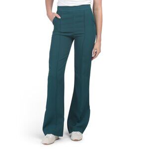 VENTI Dark Teal Solid High Waist Seamed Pants